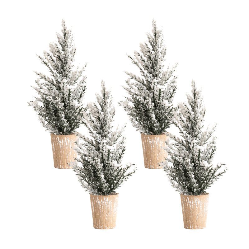16'' Faux Pine Plant in Stone Pot