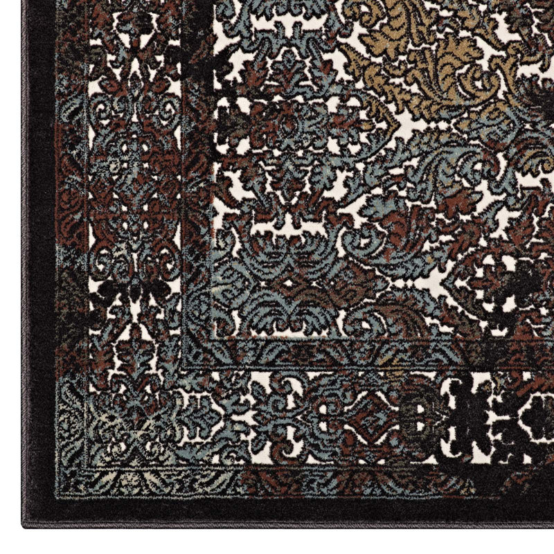 Tapis brun foncé et bleu argenté Westia, Rectangle de 5 pi x 8 pi