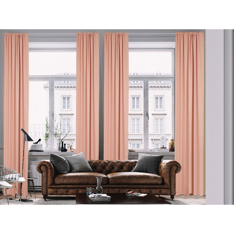 Lined Blackout Extra Long & Extra Wide Custom Made Decorative Single Panel Curtain, Baby Pink, 100" W x 216" L