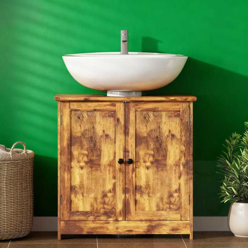 Bathroom Cabinet With 2 Doors, Rustic Brown