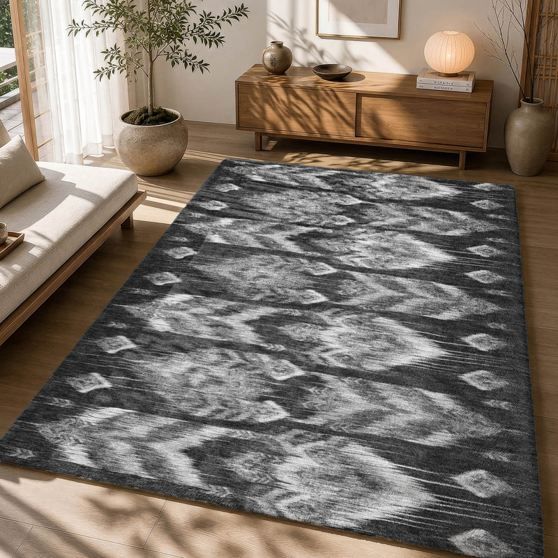 Tapis à poil long haut de gamme de qualité supérieure lavable à la machine ADS812, Black, 3 pi x 5 pi