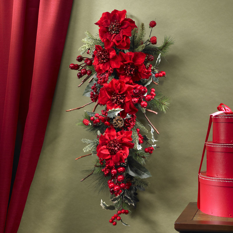Ornement en soie 3 pi Poinsettia