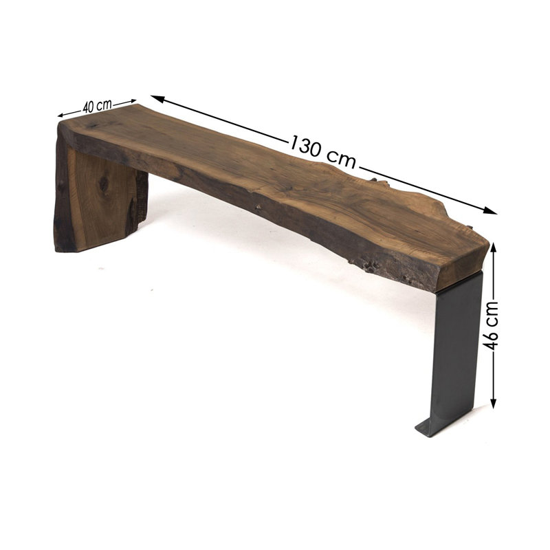 Meuble télé en noyer fabriqué à la main avec pieds en métal, 51,2 po x 18,1 po x 15,7 po | 100% noyer massif, épaisseur de 2,8 pouces | Conception moderne et rustique, finition de vernis plat durable, idéale pour le salon et les espaces de divertissement
