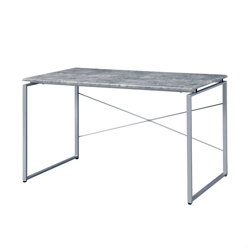 Faux Concrete Top Rectangular Writing Desk, Silver, Silver