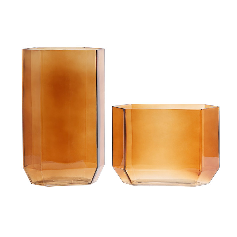 Noreno Glass Vase, Orange Tint