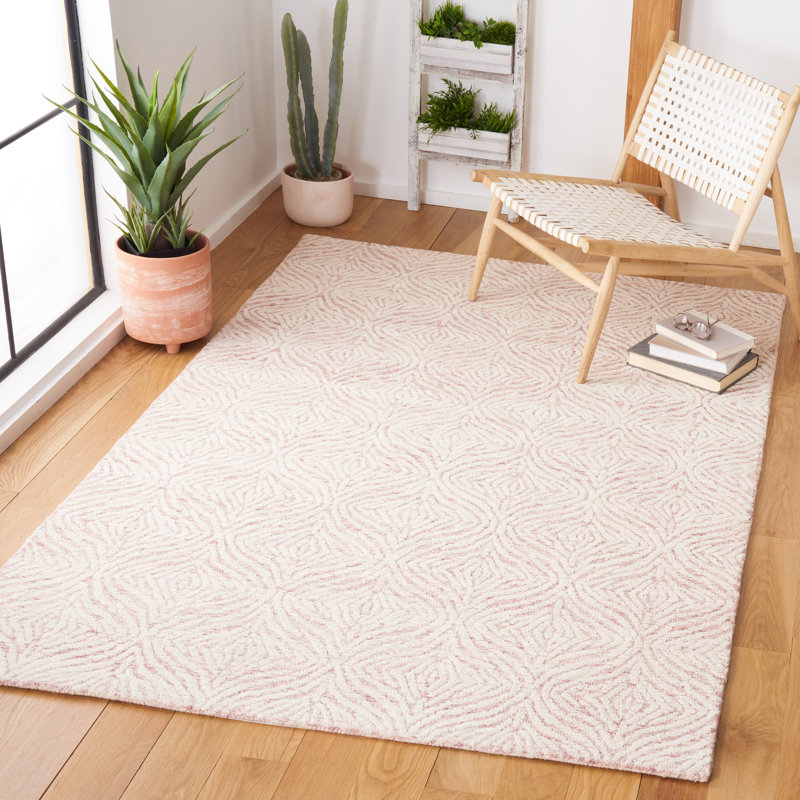 Tapis abstrait en laine et coton touffetés à la main Pezanetti, Rectangle de 5 pi x 8 pi