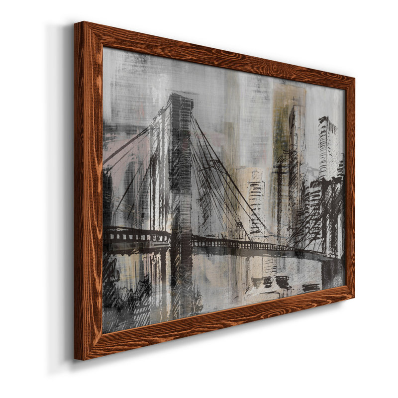 «Brooklyn Bridge Twilight», reproduction d'art sur toile encadrée, H 20 po x l 17 po x P 1,5 po, Érable