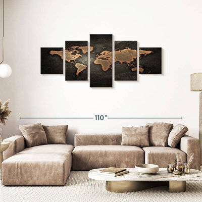 " Copper World Map " 5 - Pieces