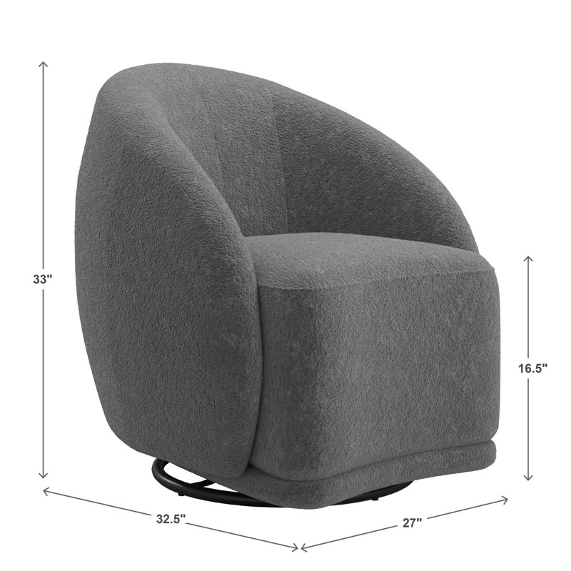 Fauteuil d'appoint pivotant en velours Brunna, Gris