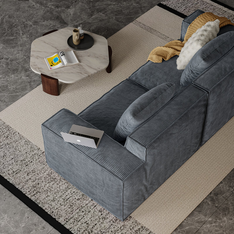 Canapé modulaire Belfin, canapé convertible Tofu Block, Grey, 28.3" H x 118" W x 39.4" D