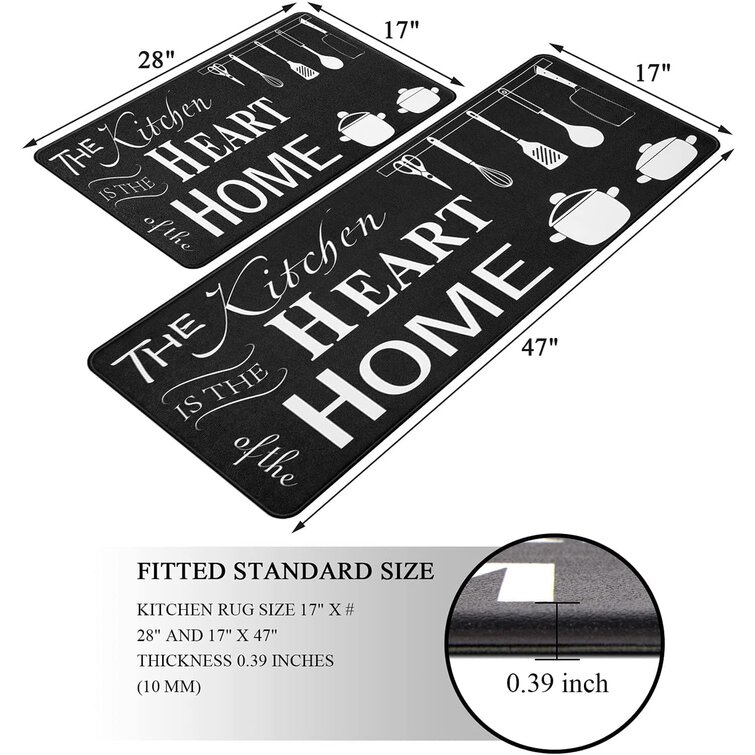 Anti Fatigue Kitchen Mat, 0.39 Inch Thick, Stain Resistant, Padded