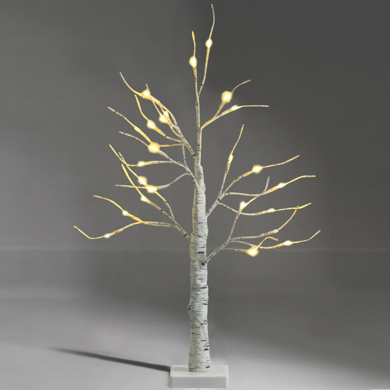 2 Ft. Led Lighted Artificial White Twig Birch Tree Tabletop Christmas Tree