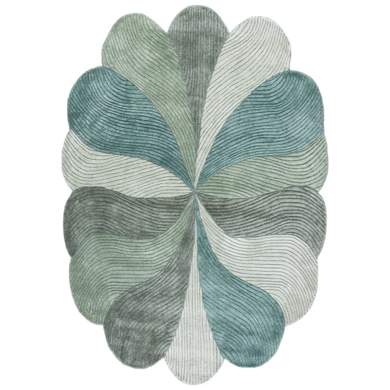 Fifth Avenue Hand Tufted Viscose,Wool, Cotton Abstract Indoor Rug, Oval 5' x 8'