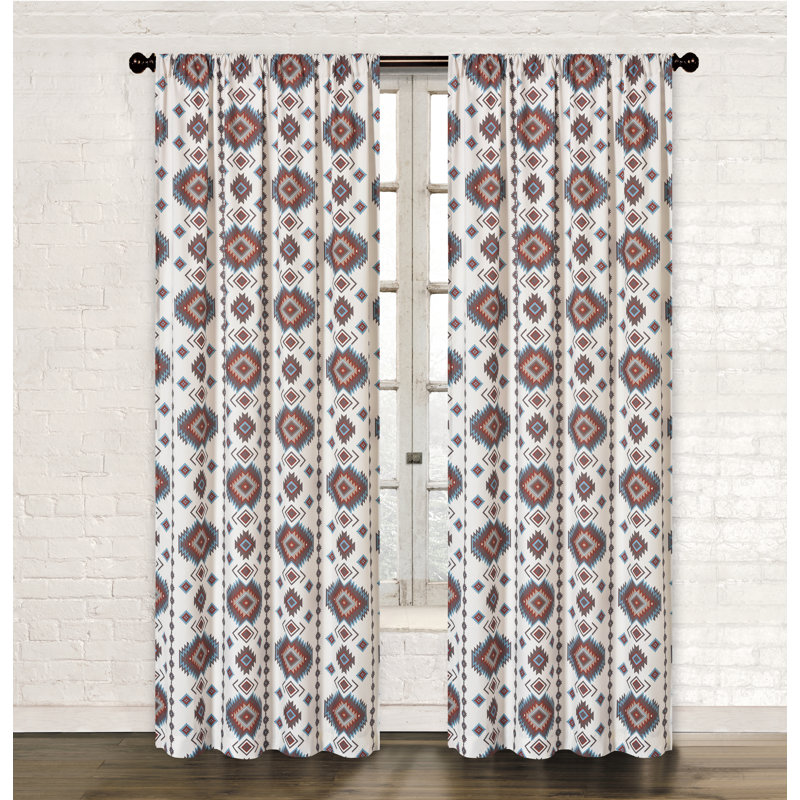 Sonoma Diamond Southwestern Desert Americana 84" Curtain Panel Drapes w/ Rod Pocket & 2 Tiebacks
