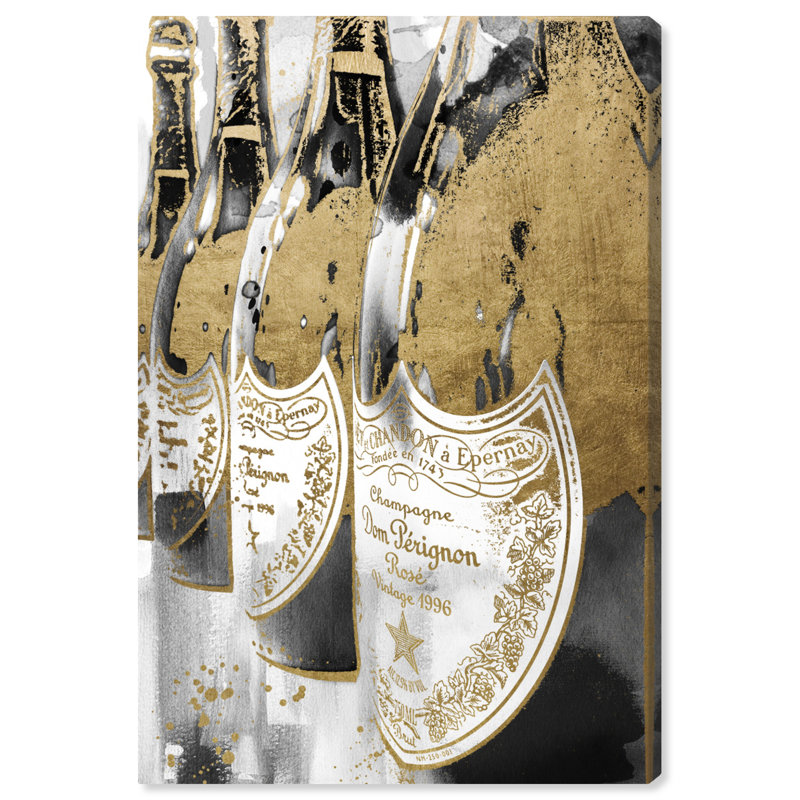 " Drinks And Spirits Golden Champagne Feast, Glam Gold ", 54" H x 36" W