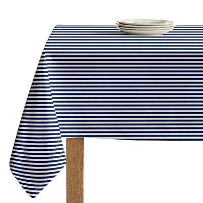 Navy Striped Tablecloth 104" x 60"