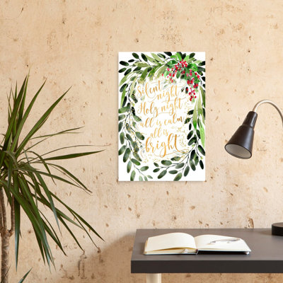 Silent Night Christmas Wreath Contemporary Flower Plant Wall Art Print