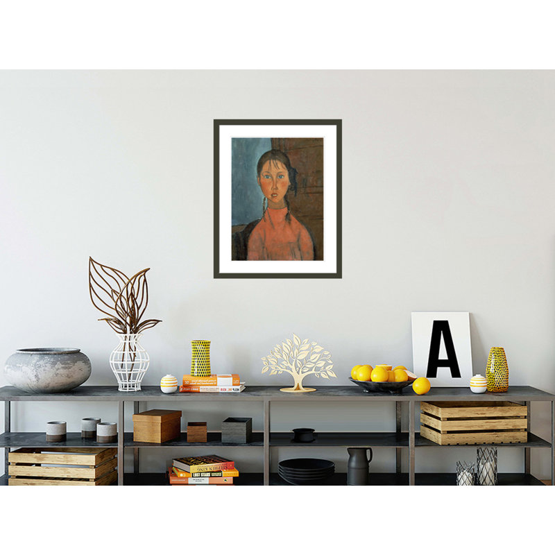 «Girl with Piguits» par Amedeo Modigliani, impression giclée sur cadre, H 23,5 po x l 29,22 po