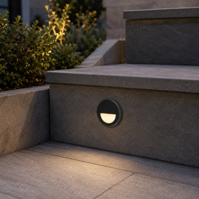 12-Pack 1-Inch Mini Recessed LED Step/Riser Lights | 12V 3000K Low-Voltage Landscape Lighting for Outdoor Decks, Stairs, Railings and Posts, Die-Cast Aluminum with Black Powder Coat, UL-Listed