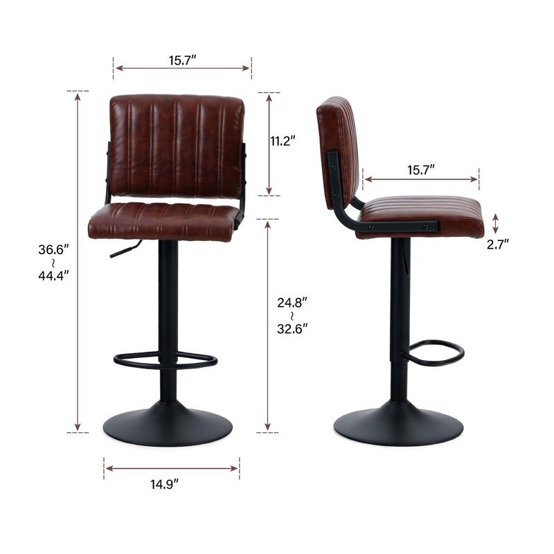Tabouret pivotant à hauteur réglable, Brun