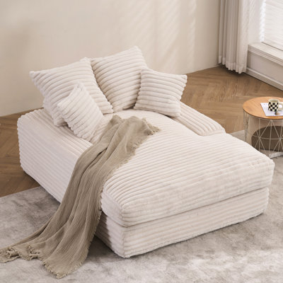 Chaise longue surdimensionnée de 69 po x 54 po pour l'intérieur, canapé désossé moelleux avec 4 coussins, fauteuil de lecture rembourré, canapé-lit à accoudoirs larges et confortables pour le salon, velours côtelé