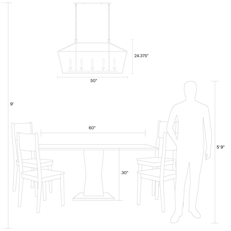 Tari 5 - Light Dimmable Kitchen Island Geometric Chandelier, Brushed Nickel