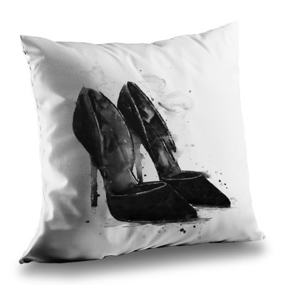 Black Pumps - Stylish Black & White – Outdoor Throw Pillow with Insert, Weather-Resistant