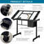 Adjustable Art Desk With Drawers And Wheels, Black