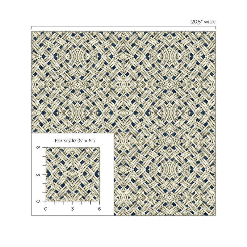 Tommy Bahama OffShore Sailor Knots  Peel and Stick Wallpaper, Sailor Blue