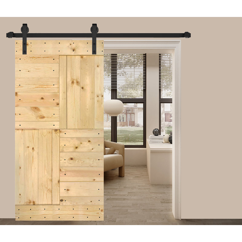 Unfinished Pine Paneled Sliding Barn Door Slab