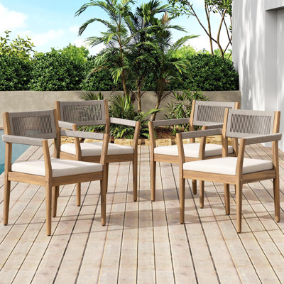 Chaises de salle à manger d'extérieur en bois d'acacia tressé