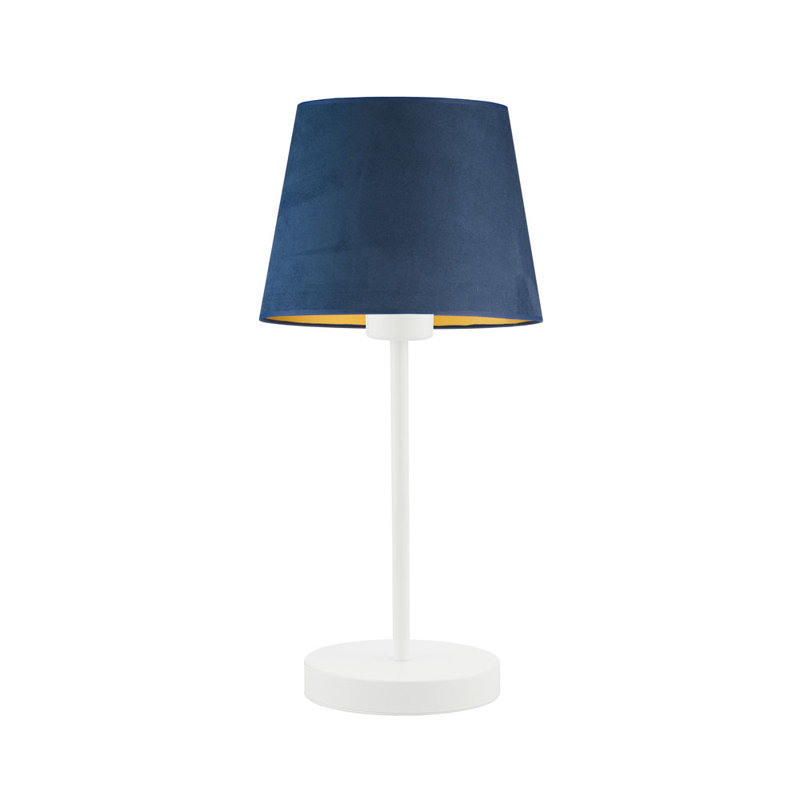 Alekper Metal Desk Lamp, White Base/Navy/Gold Shade