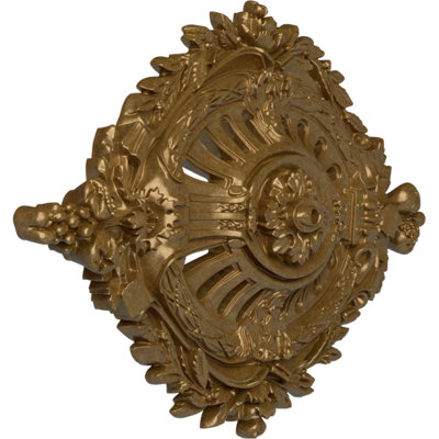 Endurathane Antonio Ceiling Medallion, 35 7/8"W x 22 1/2"H x 4 3/8"P, Hand-Painted Pale Gold Finish