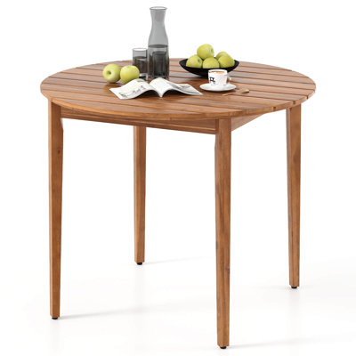 Round Acacia Solid Wood Outdoor Dining Table , 36 " W 36 " D