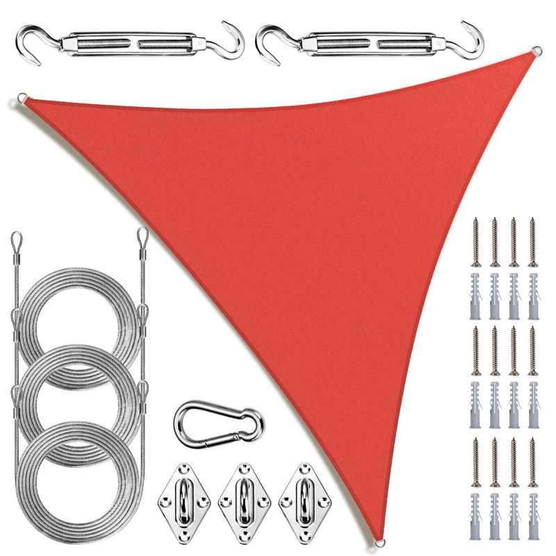 Voile d'ombrage triangulaire Amgo avec trousse de quincaillerie et corde 200 g / m², blocage UV 95%, 22 pi x 22 pi x 22 pi