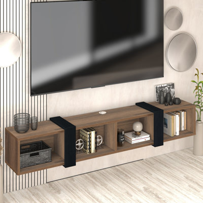 Meuble télé flottant avec tablettes ouvertes Marie