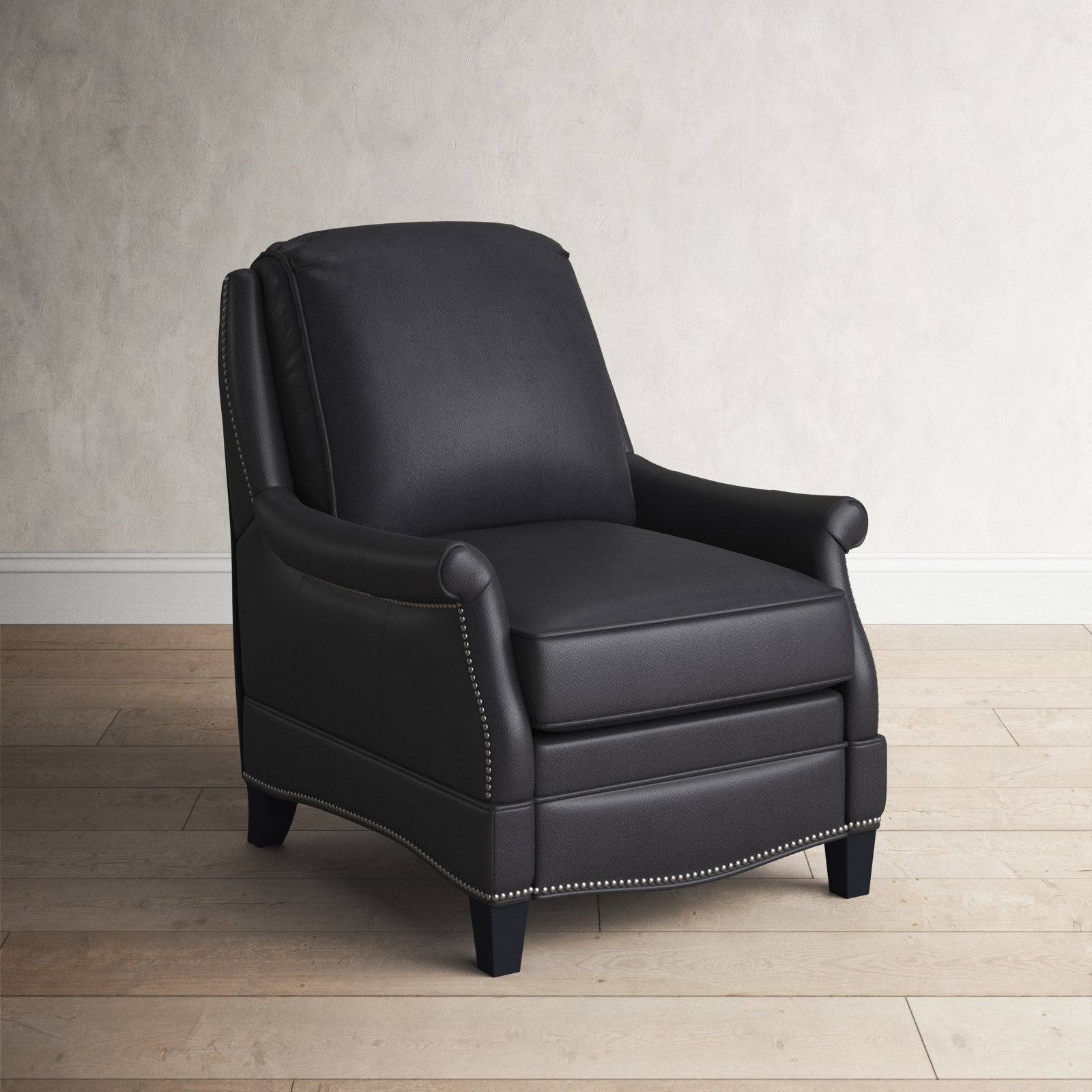 Dunlevy Genuine Leather Recliner, Wrenn Grey Split Grain Leather