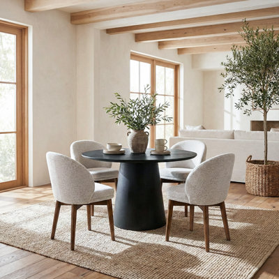 Ensemble de salle à manger extensible de 47 à 83 po avec fauteuils demi-tonneau rembourrés