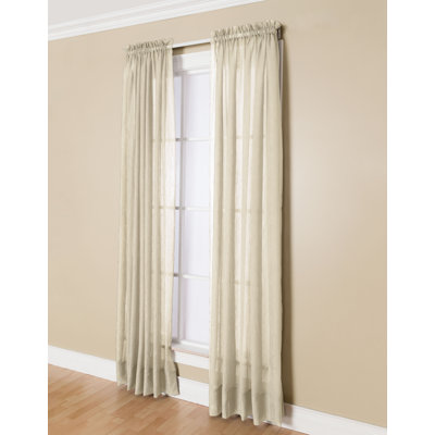 Canizales 100% Polyester Sheer Crushed Voile Solid Color Curtain Panel with Rod Pocket Top