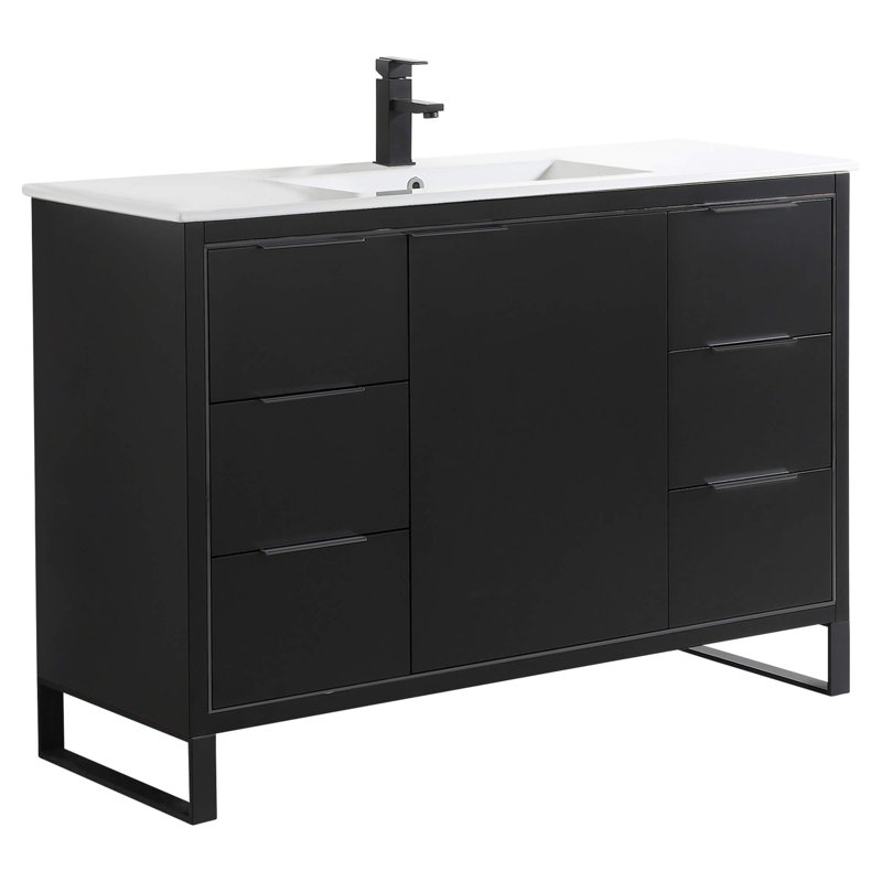Ensemble de meuble-lavabo simple 48 po, Noir mat, Noir mat