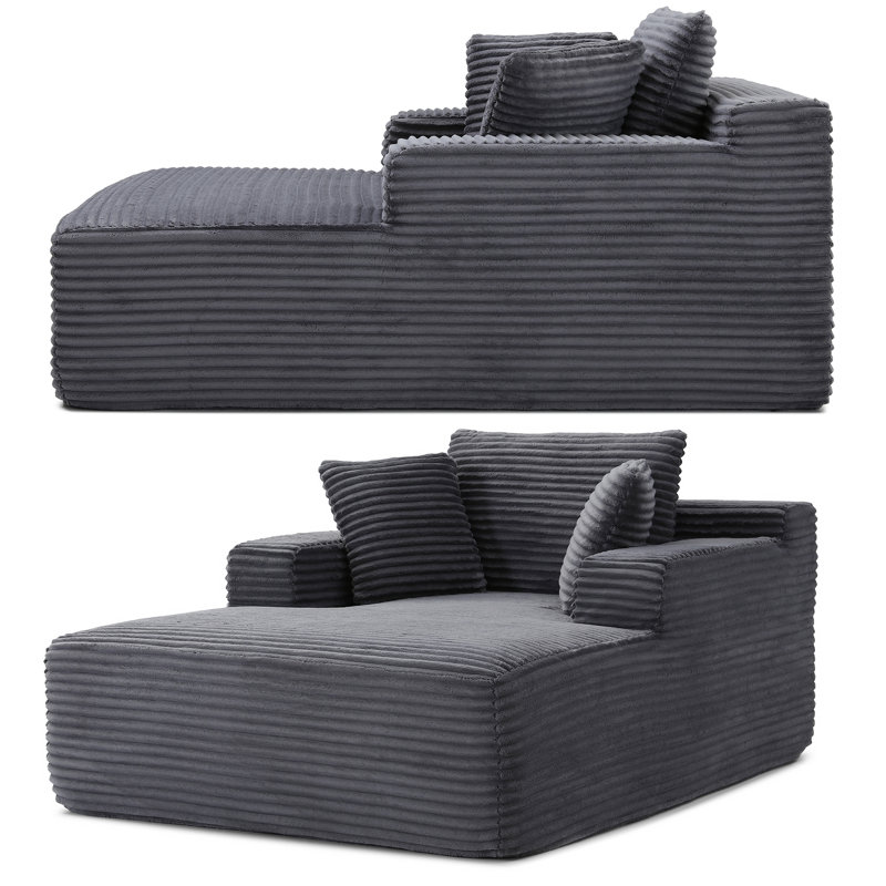 Très grand canapé en velours côtelé à compression, aucun assemblage requis, Gris