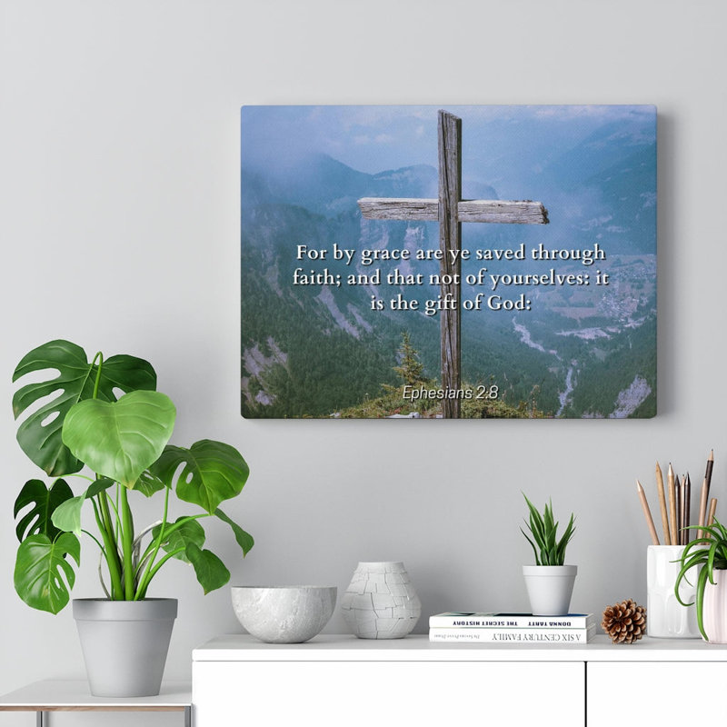Saved Through Faith Ephesians 2:8 - Wrapped Canvas Print, 30cm H x 41cm W