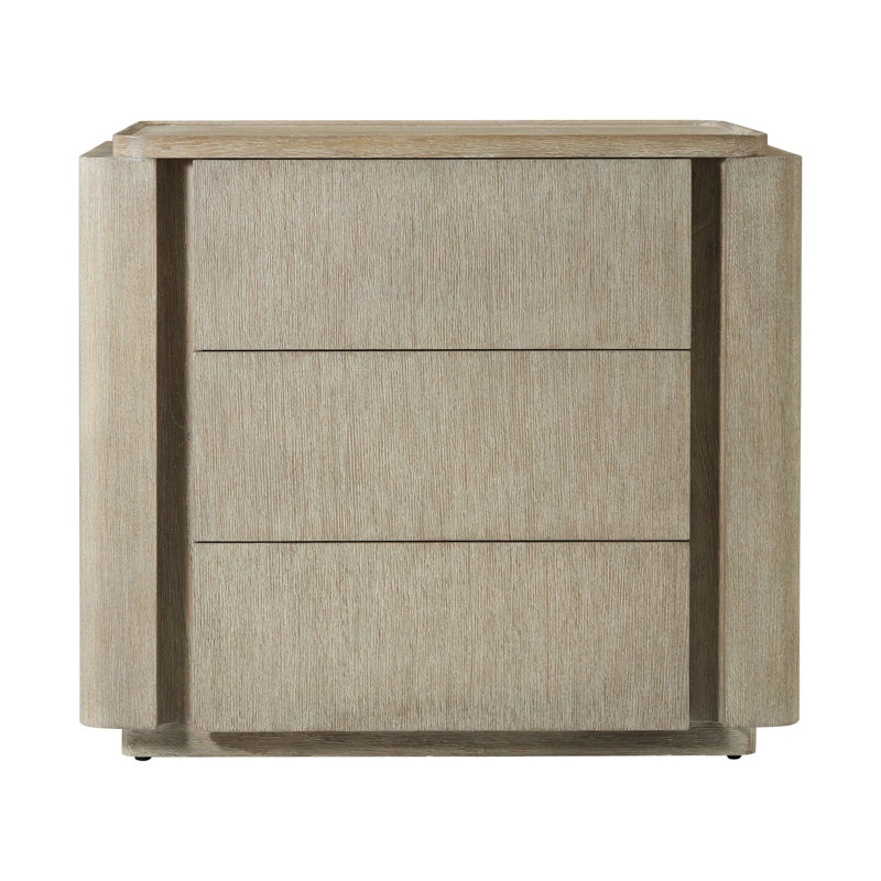 Repose 3 - Drawer Solid Wood Nightstand, Gray Oak