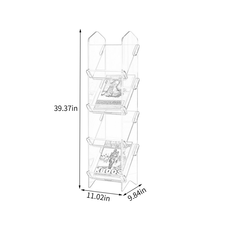 Porte-revues autoportantes en acrylique, H 39,37 po x l 11,02 po x P 9,84 po, Clair