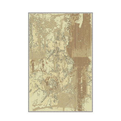Stylish Woven Carpet (4 x 6 ft), 100% Polyester, 0.4 in Pile Height | Antibacterial, Non-Slip Underside | Machine Washable, 3D Digital Printing | Perfect for Living Room, Bedroom, and Home Decor