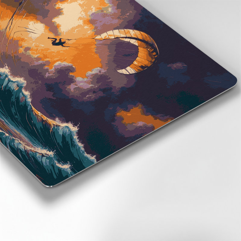 Art mural en métal gris Sports Kiteboarding, H 11 po x l 14 po x P 0,05 po