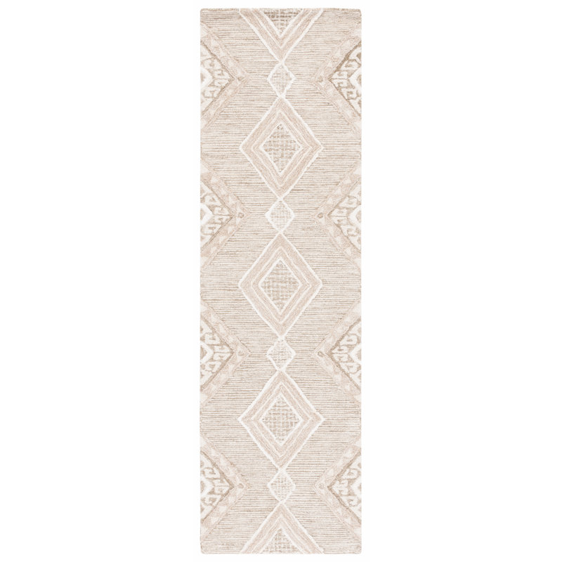 Athiran Matilda Geometric Hand Tufted Ivory Area Rug, Runner 2'3" x 8'