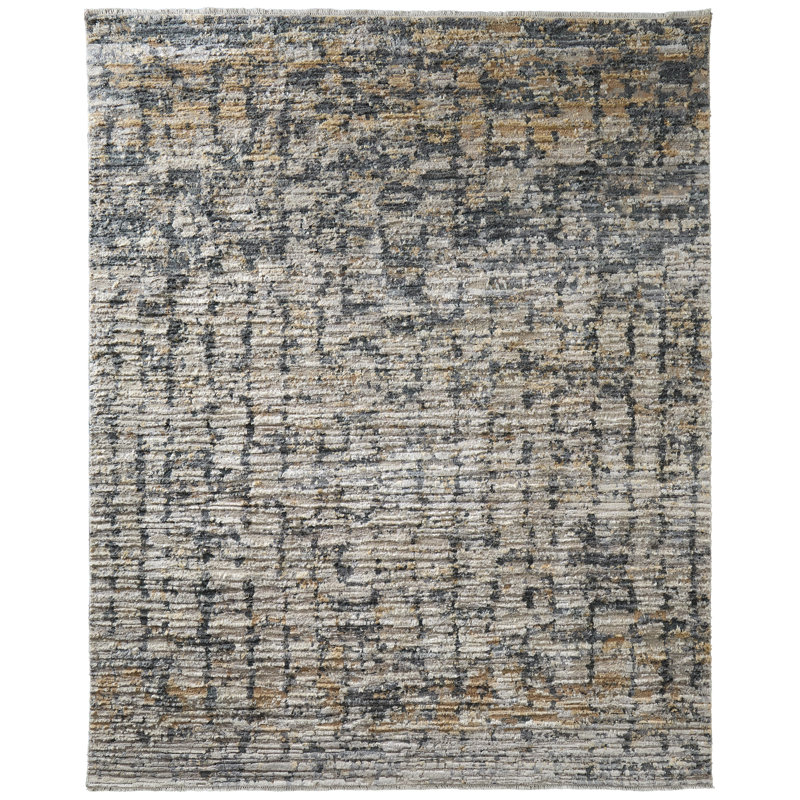 Tapis gris à motif abstrait moderne Taulant, Rectangle 3'6" x 5'6"