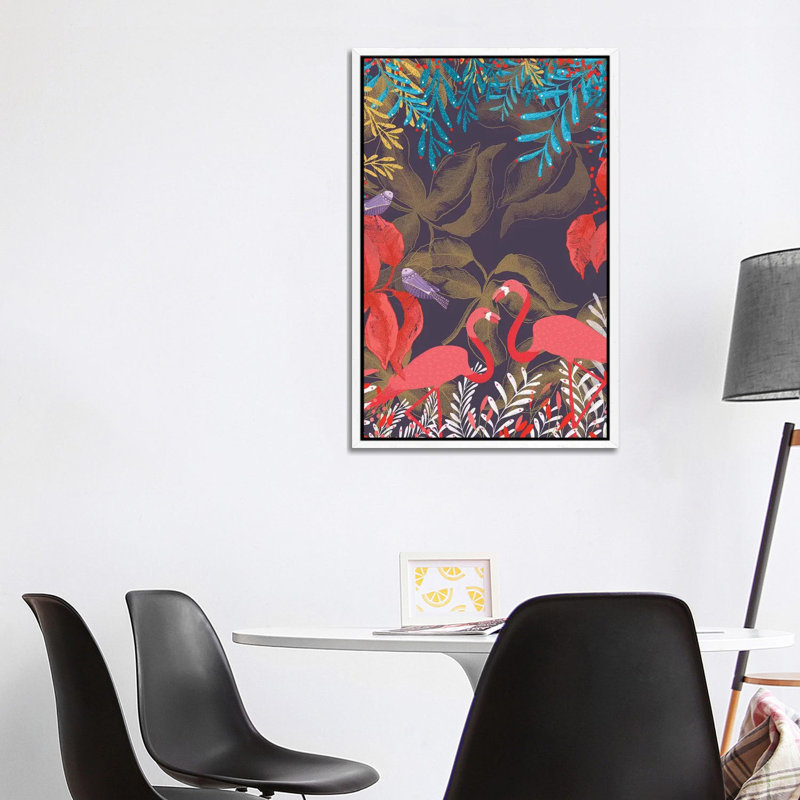 Flamingo Love 1 Piece Wall Art on Canvas, 101.6 cm H x 66.04 cm W, White Framed Canvas