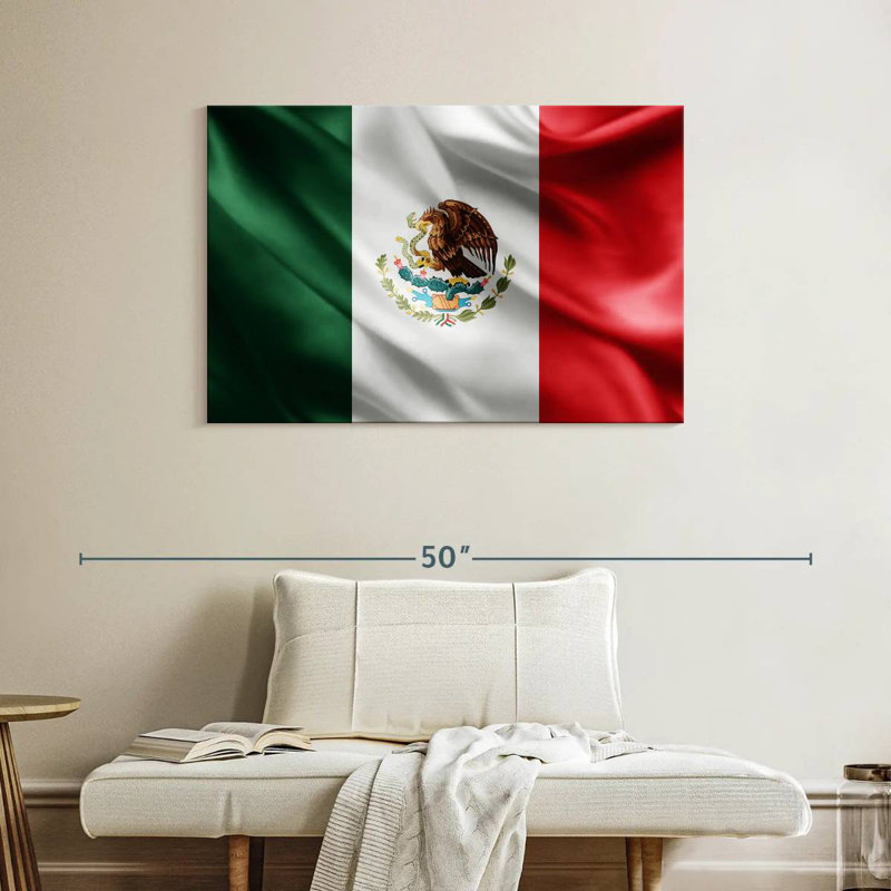 Borges Silk Mexican Flag, 26" H x 39" W